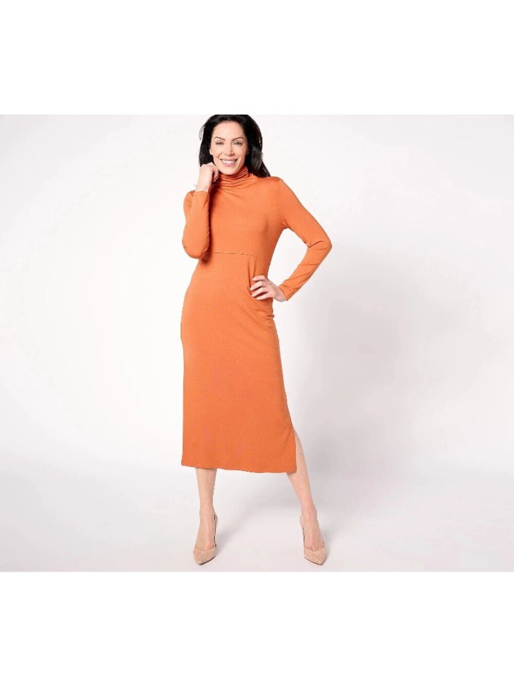 Women with Control Midi Dress Size 2X Petite Finespun Jersey Tummy Control NEW